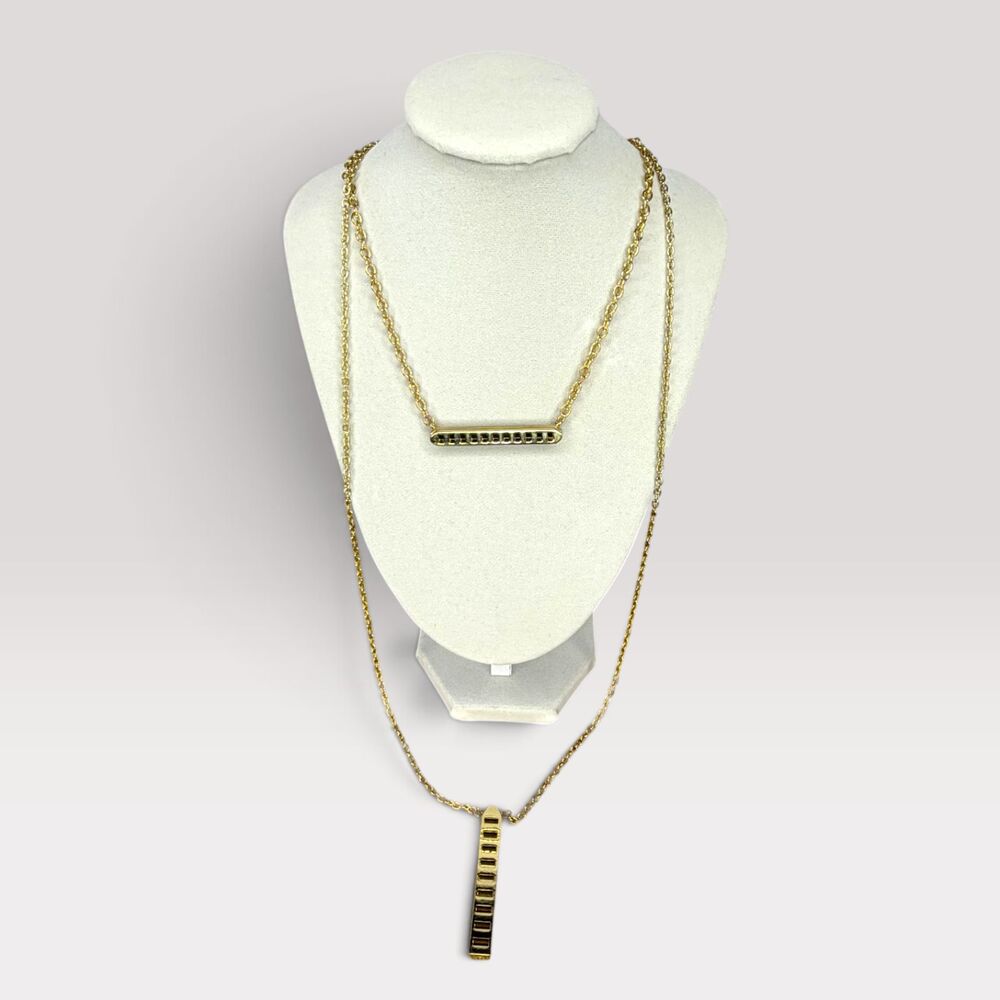 Chico's Layered Bar Pendant Necklace Set